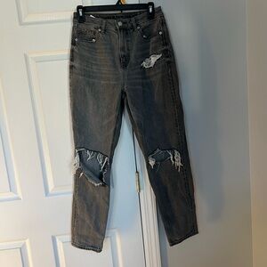 American Eagle Outfitters Washed Gray Ripped Jeans